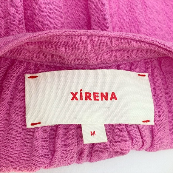 XÍRENA Pink Jude Cotton Gauze Flutter Short Sleeve Button Up Belted Mini Dress - Picture 4 of 10